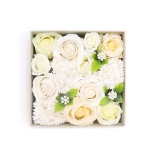 Mydlové kvety Štvorcový Box -  Biely a Ivory