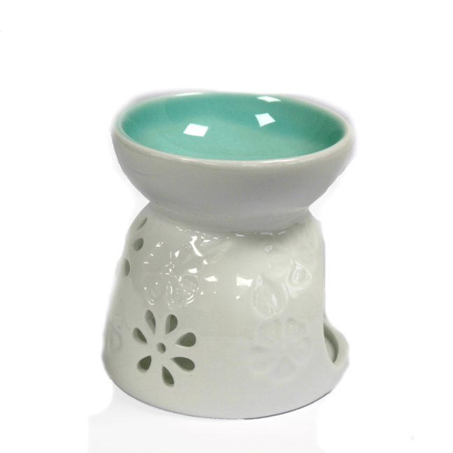 Klasická Biela Aroma Lampa - Kvetinový Vzor