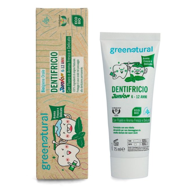 Greenatural Zubná pasta pre deti 6-12 rokov s fluoridom jemná mäta BIO 75 ml