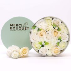 Mydlové kvety Okrúhly Box - Biely a Ivory