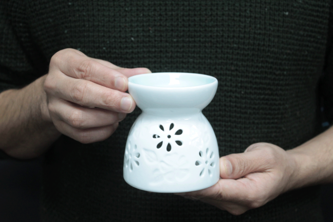 Klasická Biela Aroma Lampa - Kvetinový Vzor
