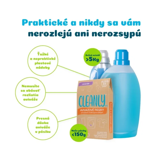 CleanlyEco Avivážové pásiky Levander, 64 pracích dávok