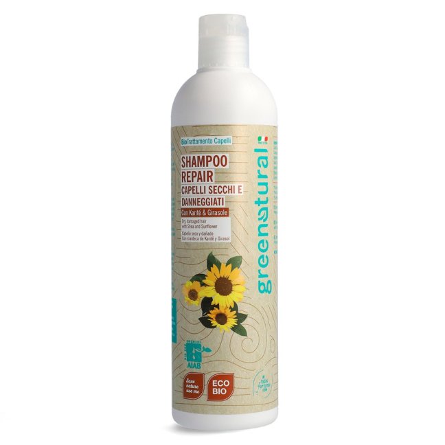 Greenatural Regeneračný šampón pre suché a poškodené vlasy bambucké maslo a slnečnicový olej BIO 400 ml