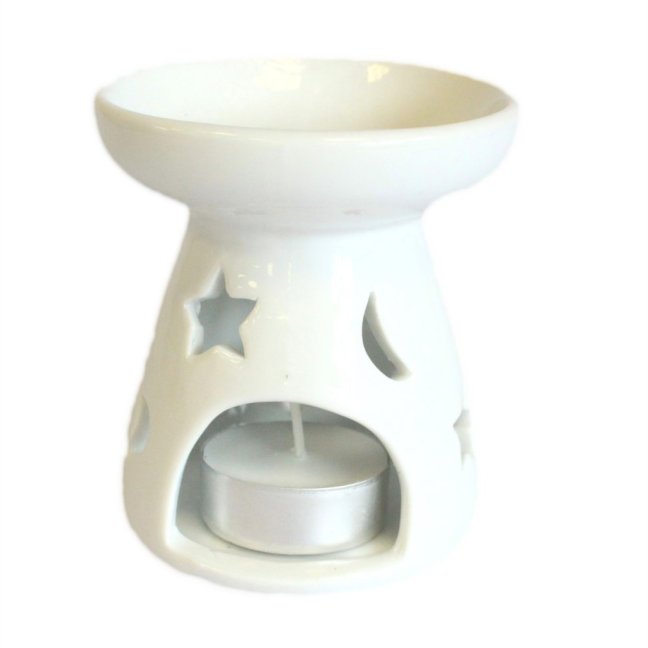Malá Klasická Biela Aroma Lampa - Mesiac & Hviezdy