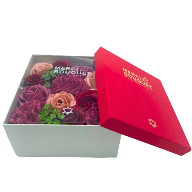 Mydlové kvety Štvorcový Box - Vintage Ruže