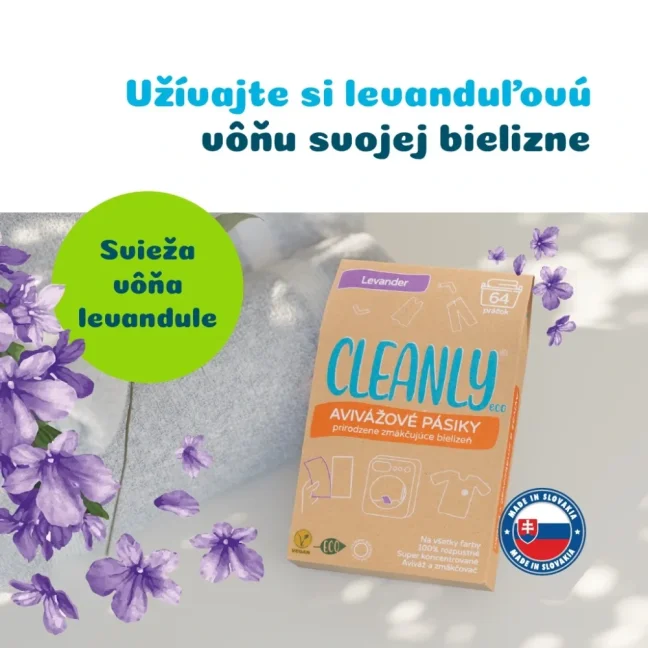 CleanlyEco Avivážové pásiky Levander, 64 pracích dávok